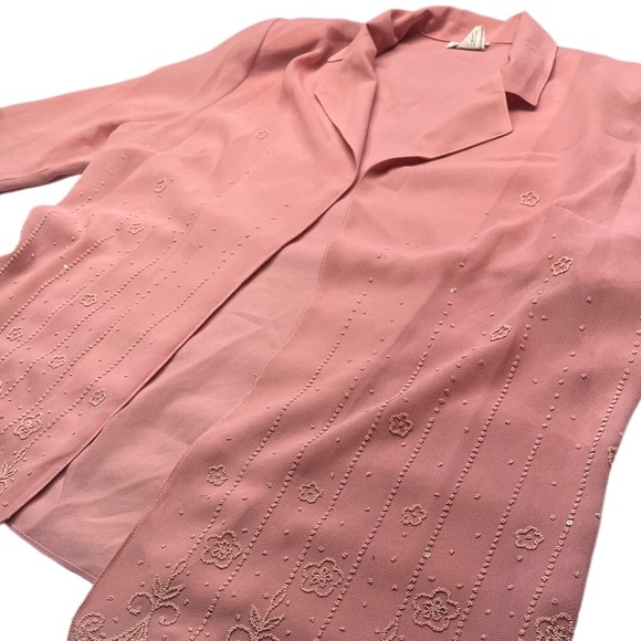 Carina Fashion vintage women’s size 3XL all pink long sleeve floral open blouse - Picture 6 of 7